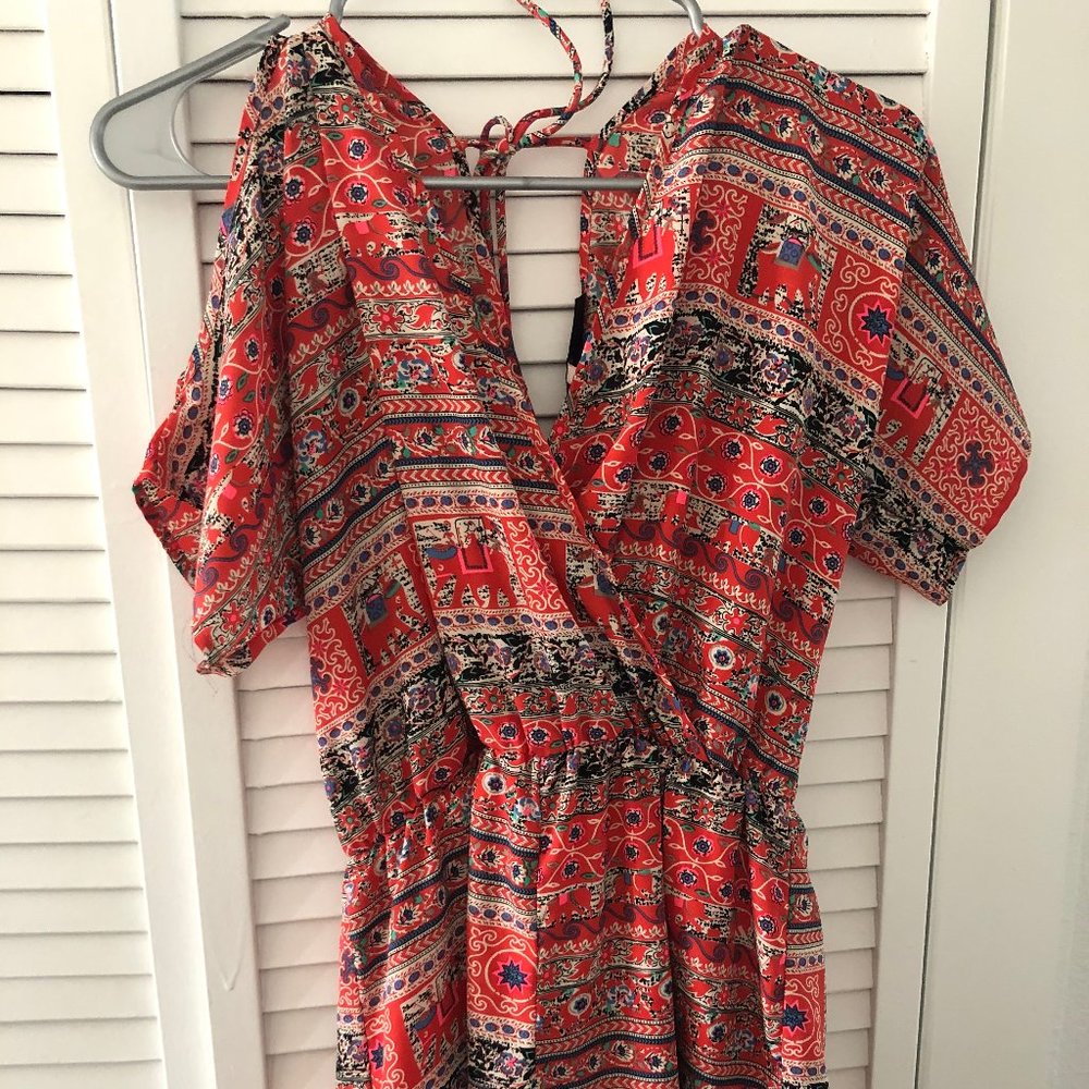 Red patterned Blue Rain Brand Shorts Romper